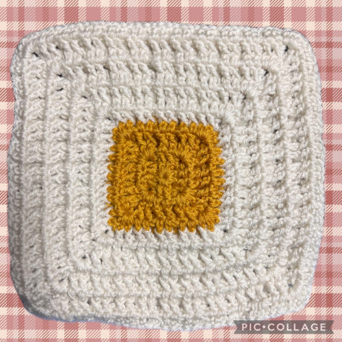 真ん中から編むワッフル編み　かまたま